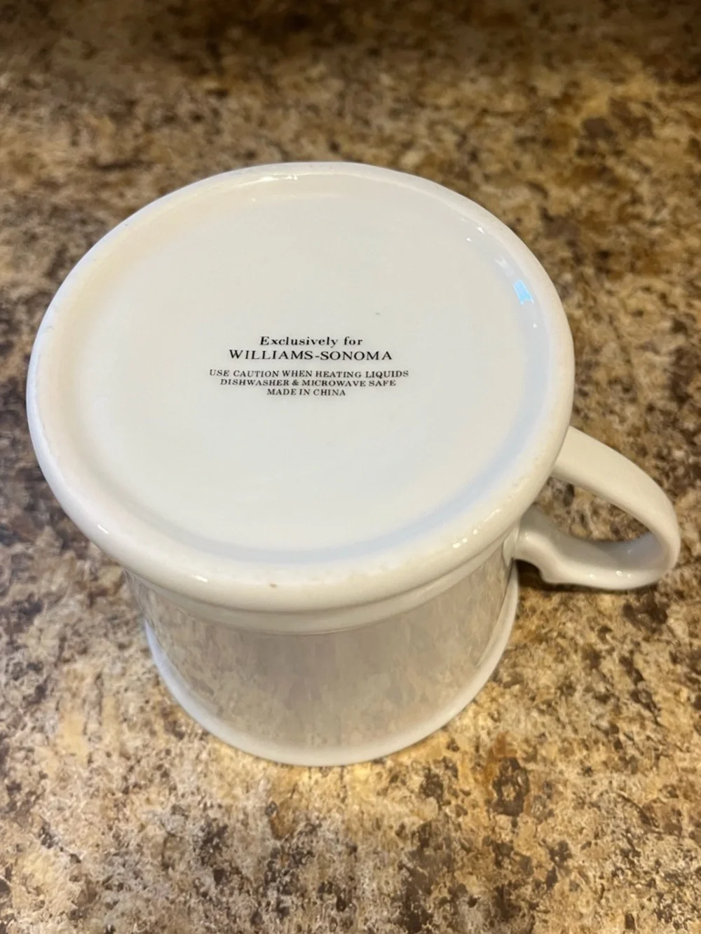 Williams Sonoma White Ceramic Mug with Black 'C' Monogram